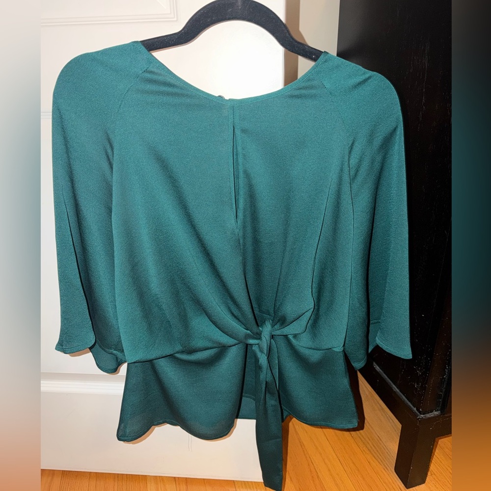 Express Teal Women's Blouse with Tie Detail